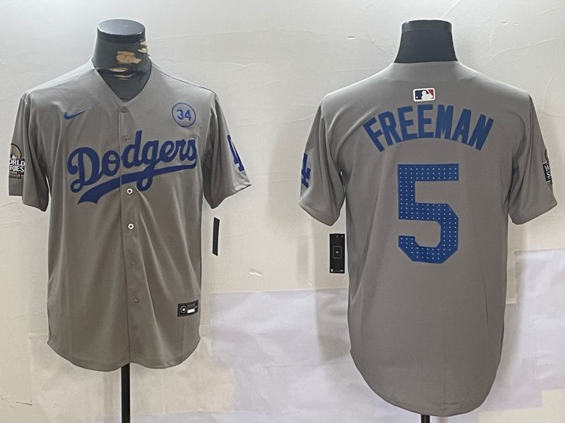 Men Los Angeles Dodgers #5 Freeman Grey Game 2024 Nike MLB Jersey style 1120->los angeles dodgers->MLB Jersey